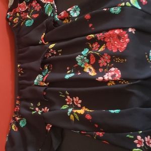 Black frilly floral shirt